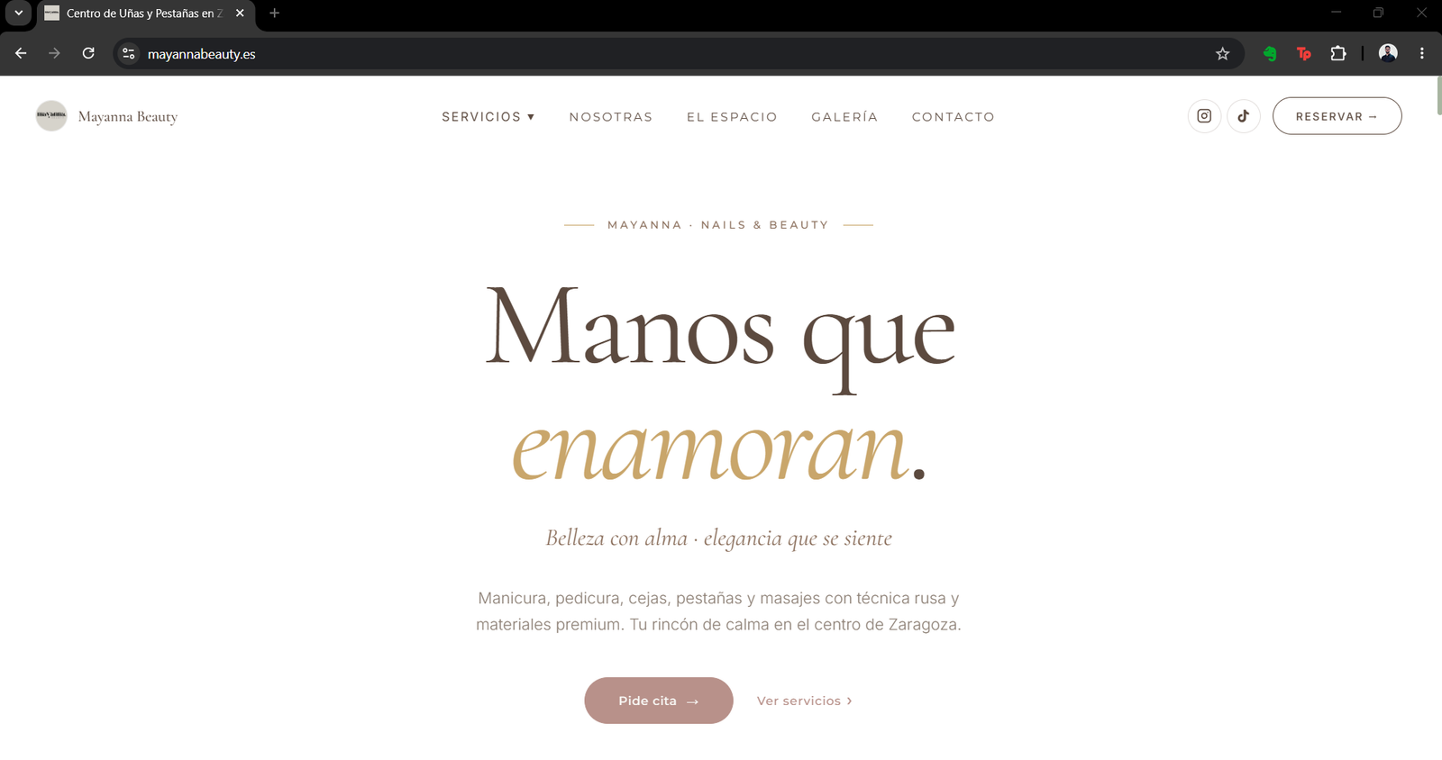Mayanna Beauty — web profesional Zaragoza