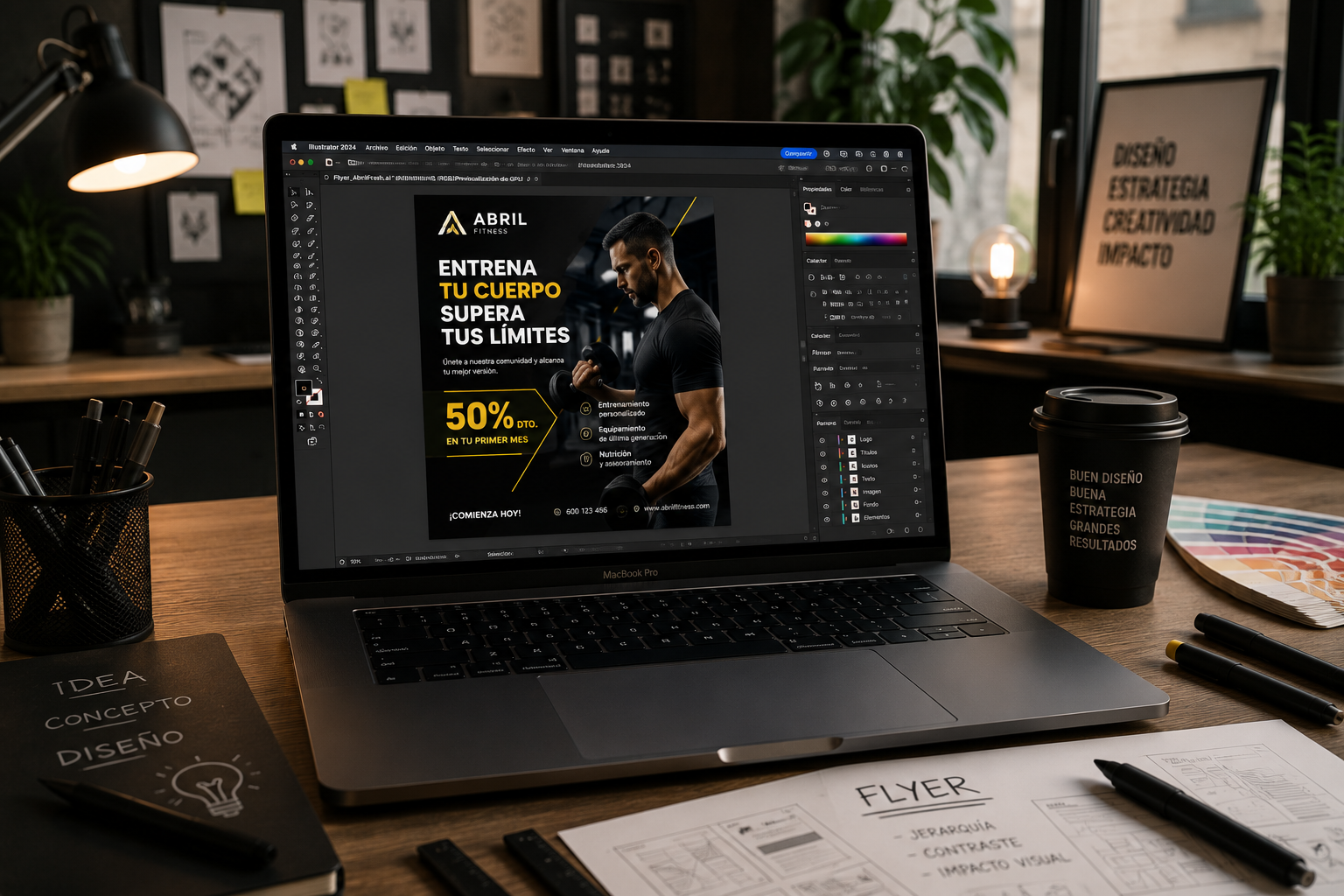 Diseño gráfico de materiales publicitarios